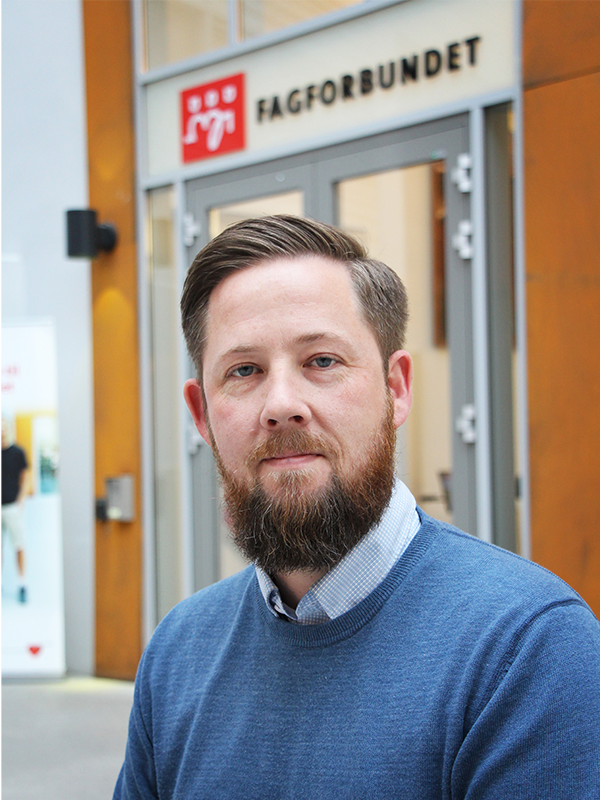 Magnus Langstrand hos Fagforbundet